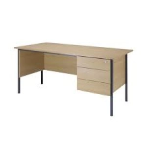Serrion Ferrera Oak 1500mm Four Leg Desk with Three Drawer Pedestal