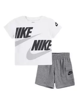 Boys, Nike NIKE INFANT BOYS NSW HBR CARGO FT SHORT SET, Grey, Size 18 Months