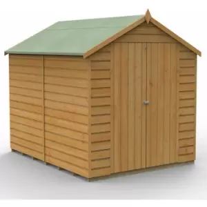 8' x 6' Forest Shiplap Dip Treated Windowless Double Door Apex Wooden Shed (2.42m x 1.99m) - Golden Brown
