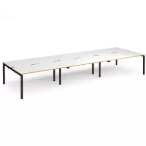 Bench Desk 6 Person Rectangular Desks 4800mm White/Oak Tops With Black Frames 1600mm Depth Adapt