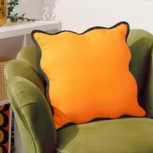 Wiggle Velvet Reversible Cushion Orange/Green