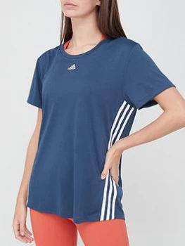 adidas 3 Stripe T-Shirt - Navy, Size 2Xs, Women