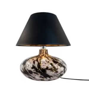 Adana II Table Lamp with Round Tapered Shade, Black, White, 1x E27