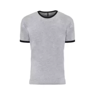 Next Level Adults Unisex Cotton Ringer T-Shirt (XS) (Heather Grey/Black)