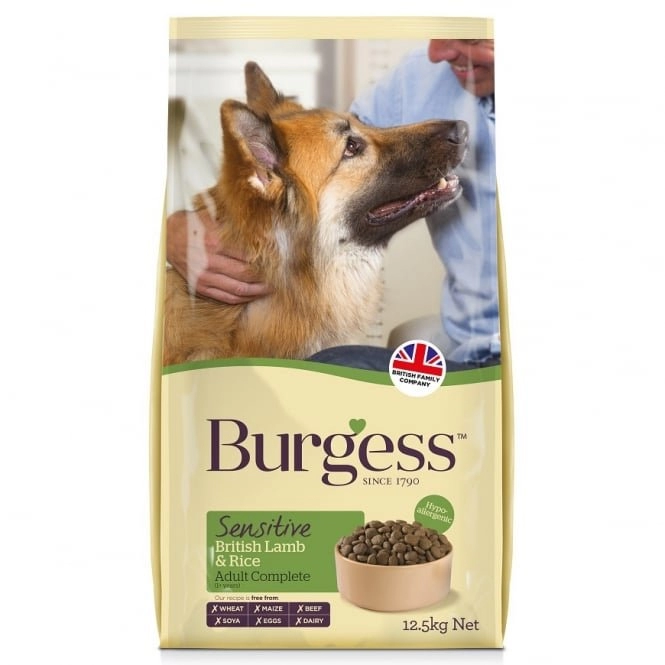 Burgess Sensitive Hypoallergenic Adult Complete Lamb and Rice Dog Food 12.5kg - wilko