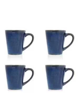 Sabichi Set Of 4 Blue Reactive Stoneware Mugs