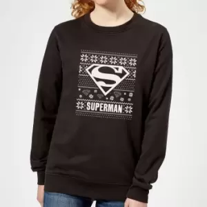 DC Superman Knit Pattern Womens Christmas Jumper - Black - XL