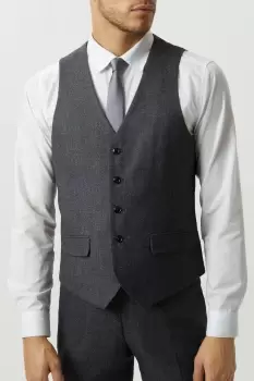 Mens Slim Fit Grey Semi Plain Suit Waistcoat