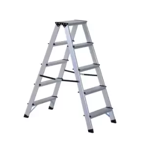 HOMCOM Foldable Aluminum Ladder A-Type Multi-functional Folding Step Platform - Silver