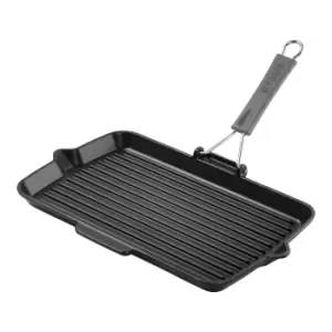 Staub Grill Pans 34 x 21cm rectangular Cast iron Grill pan with pouring spout black