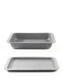 Salter Marble Collection Roasting Pan And Baking Tray Set In Grey