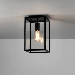 1 Light Outdoor Flush Ceiling Light Textured Black, E27