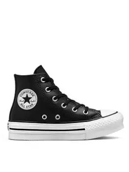 Converse Chuck Taylor All Star Eva Lift Leather Childrens Hi Top Trainers, Black, Size 12