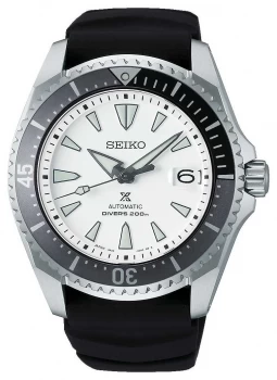 "Seiko PROSPEX "Shogun" Black Silicone Strap White Dial Watch"