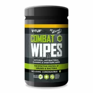 V-Tuf Combat Wipes - Tub of Antiviral & Anti-Bacterial Wipes -200- you get 24