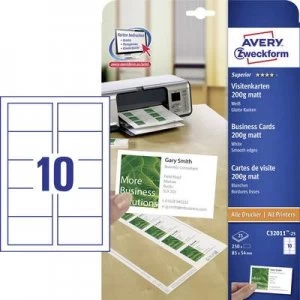 Avery-Zweckform C32011-25 Printable business cards (smooth edge) 85 x 54mm White 250 pcs Paper size: A4