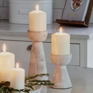 Padstow White Wash Wooden Candle Holders 2 Pack