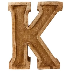 Letter K Hand Carved Wooden Embossed