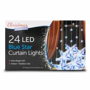 Christmas Sparkle Curtain Lights x 24 Blue LEDs - Mains Operated TJ Hughes