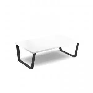 Encore modular large coffee table with Black sled frame - white