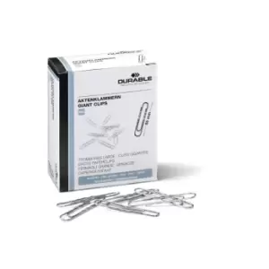Durable Paper Clips 50mm Zinc-Plated, Pack of 100