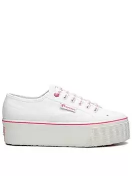 SUPERGA 2750 Barbie Classic Platform Plimsoll - White/Pink, White, Size 5, Women