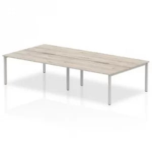 B2B Silver Frame Bench Desk 1200 Grey Oak (4 Pod)
