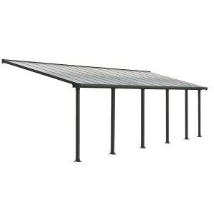 Palram Olympia Patio Cover 3m x 8.51m - Grey Clear