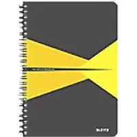 LEITZ Office Wirebound Notebook A5 Ruled PP (Polypropylene) Yellow Perforated Pack of 5