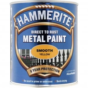 Hammerite Smooth Finish Metal Paint Yellow 750ml
