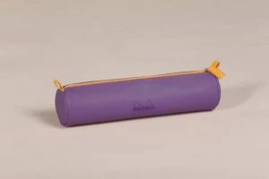 Rhodiarama Round Pencil Case Italian Leatherette Purple