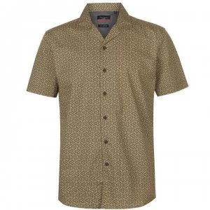 Pierre Cardin Reverse Geometric Print Short Sleeve Shirt Mens - Green