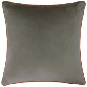 Meridian Velvet Cushion Mocha/Pumpkin, Mocha/Pumpkin / 55 x 55cm / Polyester Filled