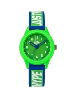 Hype Hype Kids Green With White 'Just Hype' Branding Silicone Strap With Green Dial