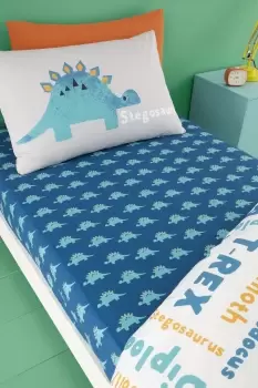 'D Is For Dino' 100% Cotton Kids Fitted Bed Sheets (Twin Pack)