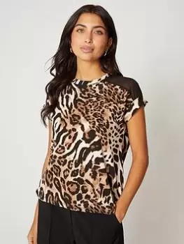 Wallis Animal Print T-Shirt - Multi, Size 12, Women