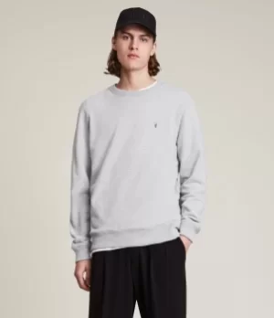 AllSaints Mens Cotton Slim Fit Marl Raven Sweatshirt, Grey, Size: XL