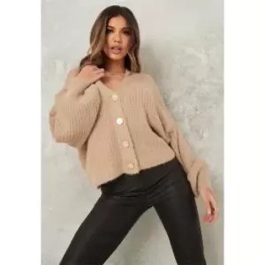 Missguided Fluffy Texture Cardigan - Neutral
