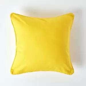 Cotton Plain Yellow Cushion Cover, 30 x 30cm - Yellow - Homescapes