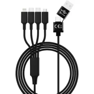Smrter USB charging cable USB-A plug, USB-C plug, USB-C plug, USB Micro-B 3.0 plug , Apple Lightning plug 1.20 m Black SMRTER_ELITE_C_BK
