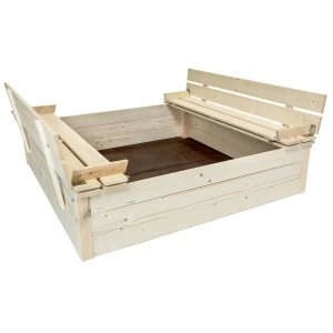 Charles Bentley Kids Wooden Outdoor Square Childrens Sand Pit With Benches And Lid