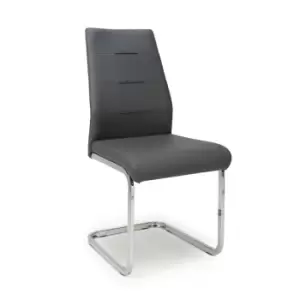 4 x Shankar Cordoba Leather Effect Grey Dining Chairs