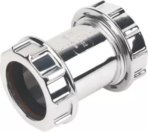 Floplast Chrome Effect Compression Waste Pipe Coupler (Dia)40mm