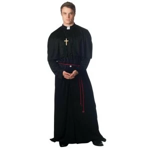 Christy's Adults Black Holy Priest Costume With Cross Necklace and Belt (Size M/L)