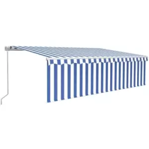 Vidaxl - Manual Retractable Awning with Blind&LED 5x3m Blue&White Blue