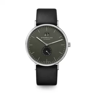Sternglas S01-IV08-PR07 Men&apos;s Ivo Black Leather Strap Wristwatch