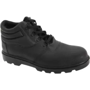 Grafters Mens Grain Leather Treaded Safety Toe Cap Boots (10 UK) (Black) - Black