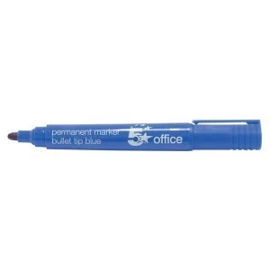 5 Star Office Permanent Marker XyleneToluene free Smearproof Bullet Tip 2mm Line Blue Pack 12