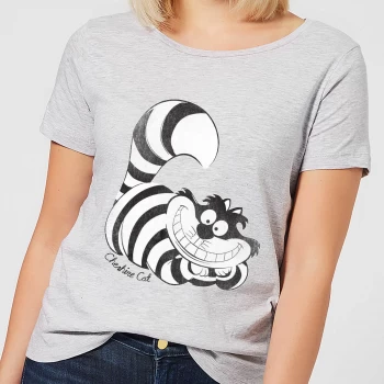 Disney Alice In Wonderland Cheshire Cat Mono Womens T-Shirt - Grey - M