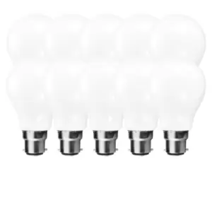 9 Watts GLS B22 BC Bayonet LED Light Bulb Opal Cool White Dimmable, Pack of 10